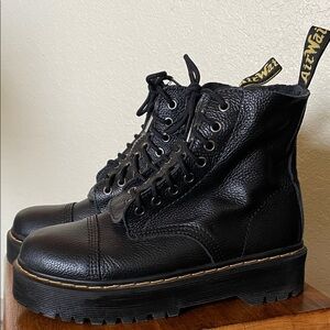 Dr Martens Sinclair Black Leather Zippered Platform Boots Size 10
